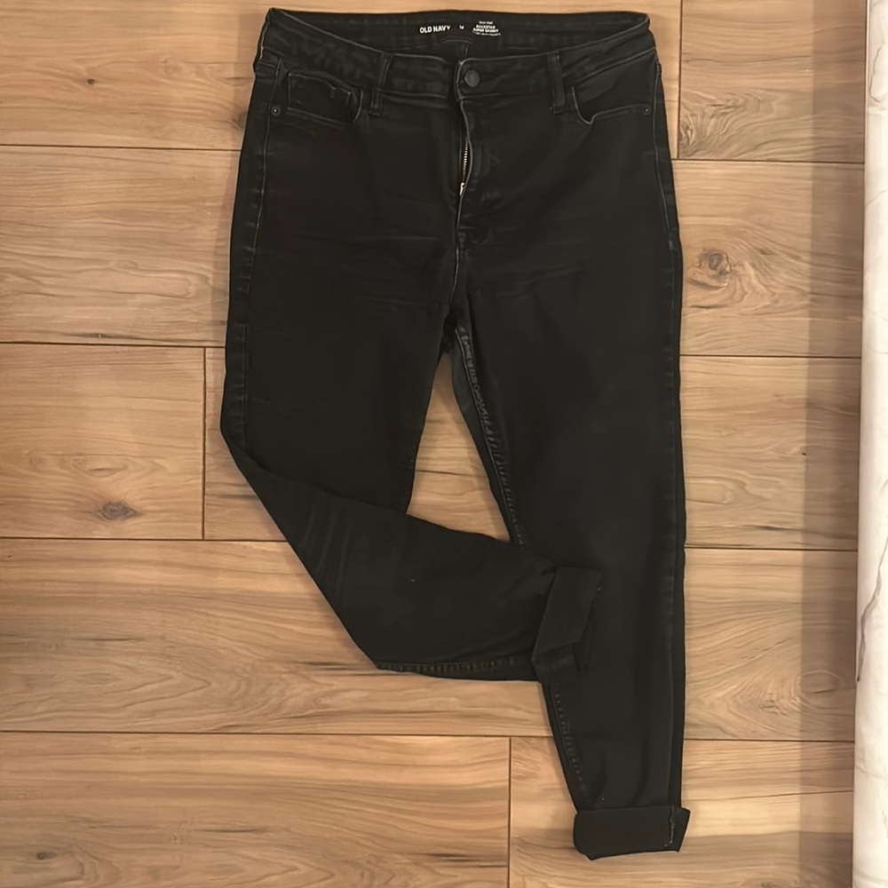 High rise black skinny jeans
